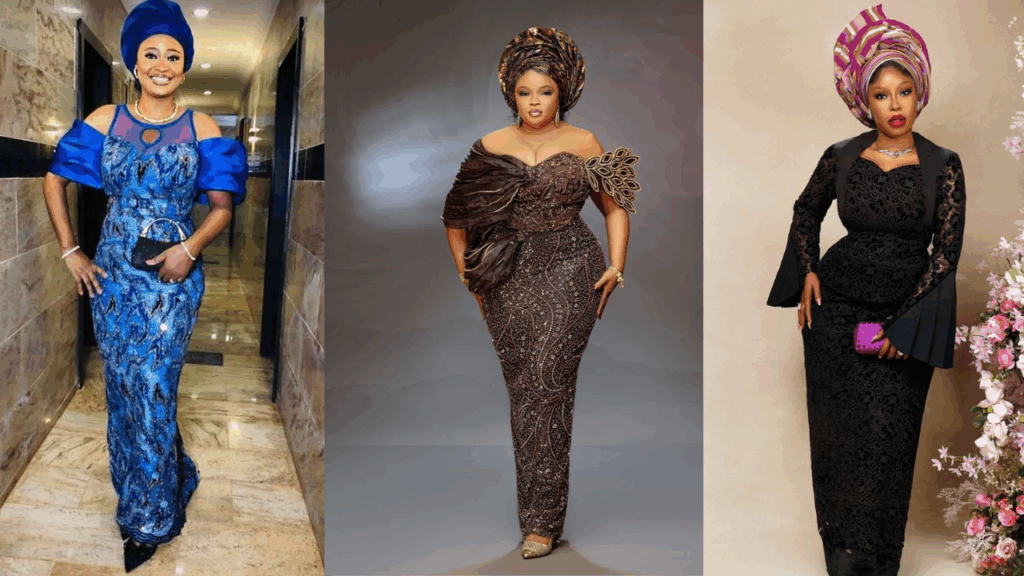 2025 LATEST ASO EBI LACE STYLES FOR NATIVE WEDDINGS (30 PHOTOS) ASO EBI LACE STYLES FOR NATIVE WEDDINGS