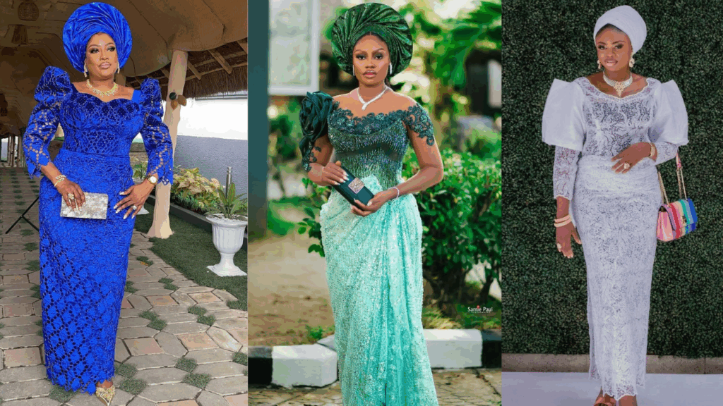 2025 LATEST ASO EBI LACE STYLES FOR NATIVE WEDDINGS (30 PHOTOS) ASO EBI LACE STYLES FOR NATIVE WEDDINGS