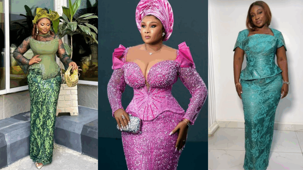 2025 LATEST ASO EBI LACE STYLES FOR NATIVE WEDDINGS (30 PHOTOS) ASO EBI LACE STYLES FOR NATIVE WEDDINGS