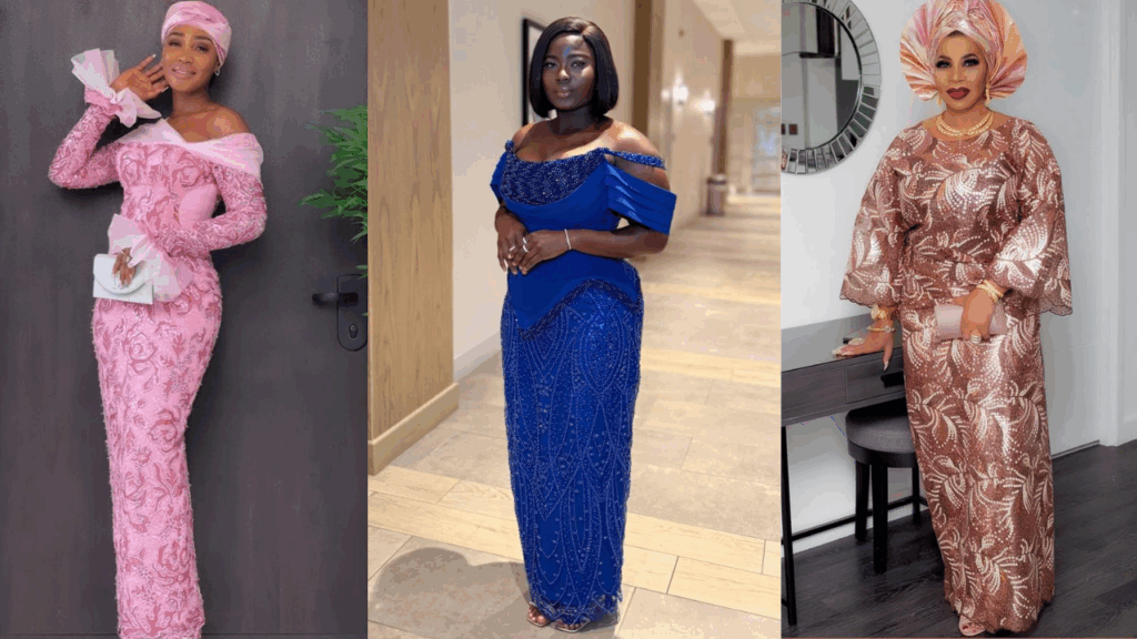 2025 LATEST ASO EBI LACE STYLES FOR NATIVE WEDDINGS (30 PHOTOS) ASO EBI LACE STYLES FOR NATIVE WEDDINGS